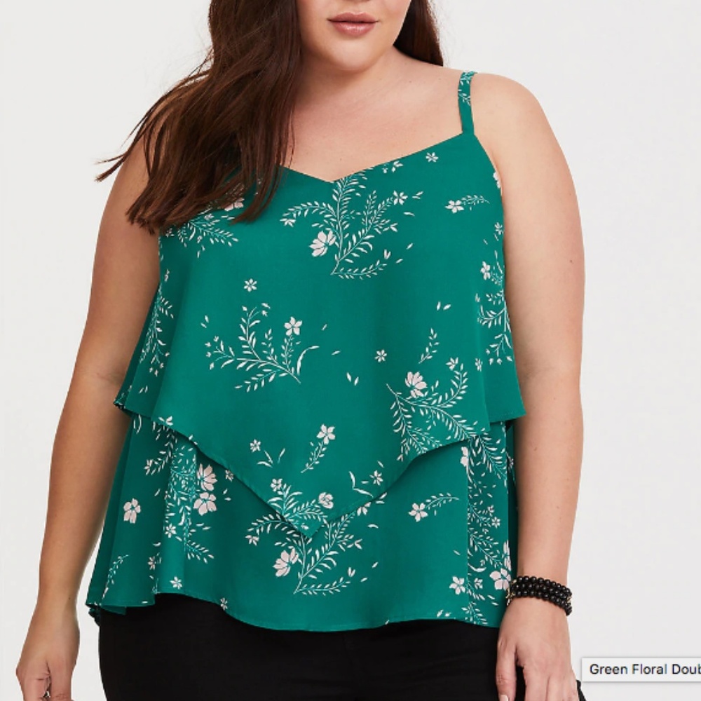 GREEN FLORAL DOUBLE LAYER CAMI NWT
